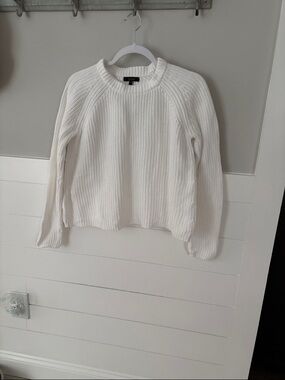 Quince Women's White Fisherman Knit Ribbed Sweater